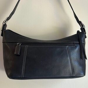 Tignanello Black Leather Shoulder Hobo Bag